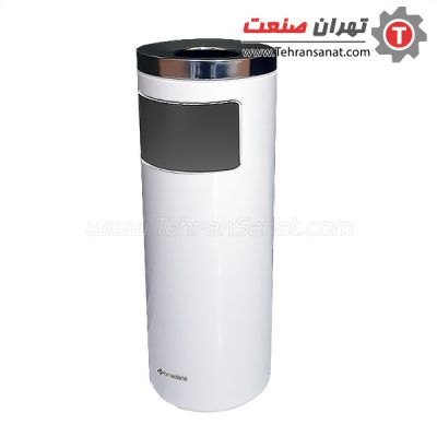 سطل زباله جا سیگاری دار استیل سفید Brasiana - کد 609